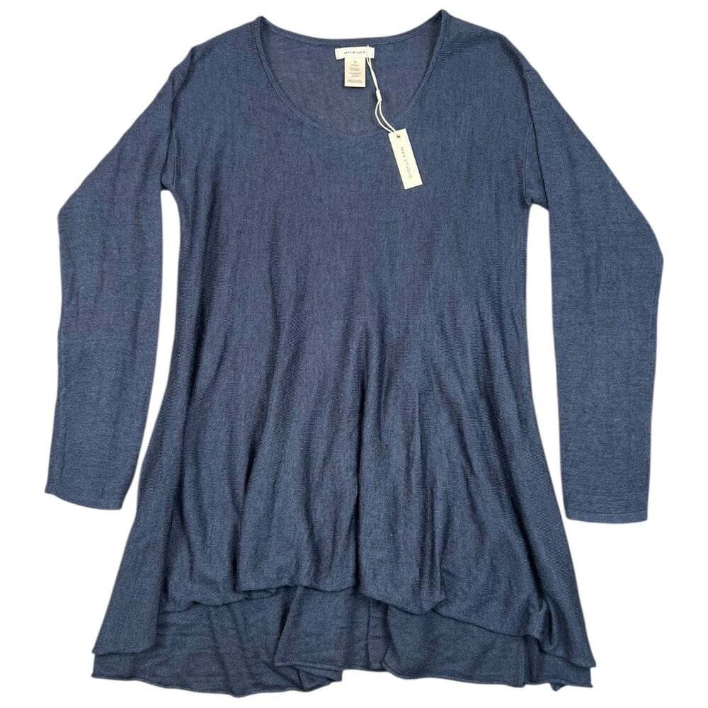 NWT Max Studio Blue Wool Blend Swing Tunic Top Size M